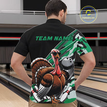 Load image into Gallery viewer, Custom Green Camo Funny Turkey Bowling Team Shirt For Men, Turkey Bowling Jerseys IPHW10551