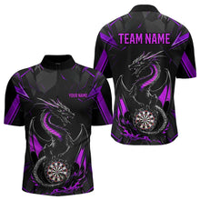 Load image into Gallery viewer, Custom Black And Purple Dragon Dart Quarter-Zip Shirts For Men, Dart Jerseys Dart Tournament Shirt IPHW8708