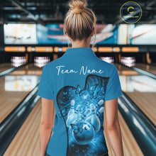 Load image into Gallery viewer, Custom Blue Butterfly Bowling Women Team Quarter-Zip Shirt, Ladies Bowlers Outfit IPHW11358
