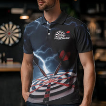 Load image into Gallery viewer, Blue Thunder Lightning Dartboard Custom Dart Polo Shirts For Men, Dart Team League Shirt IPHW8485