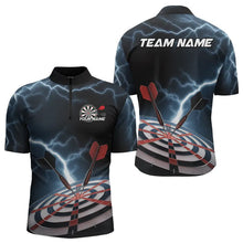 Load image into Gallery viewer, Blue Thunder Lightning Dartboard Custom Dart Quarter-Zip Shirts For Men, Dart Team League Shirt IPHW8485