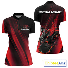 Load image into Gallery viewer, Custom Black And Red Gradient Flame Bowling Team Jerseys, Fire Bowling Shirt For Women IPHW10570