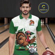 Load image into Gallery viewer, White And Green Custom Funny Turkey Bowling Men Shirt, Bowling League Team Shirt IPHW10808