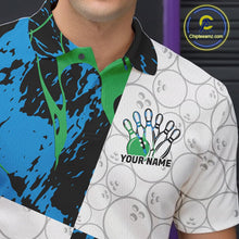 Load image into Gallery viewer, Custom Blue And Green Camo Bowling Team Shirts For Men And Women, Camouflage Bowler Outfit IPHW10607