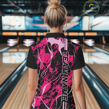 Load image into Gallery viewer, Custom Black And Pink Camo Strike Bowling Shirts Women Bowling Team Jerseys Bowling League IPHW10611