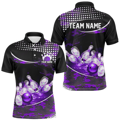 Purple Camo Custom Name Bowling Shirts For Men, Bowling League Shirt Bowling Team Uniform IPHW7287