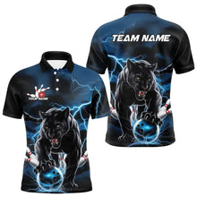 Load image into Gallery viewer, Blue Thunder Lightning Custom Panther Bowling Polo Shirts For Men, Panther Bowling Jerseys IPHW8272