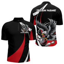 Load image into Gallery viewer, Custom Black And Red Eagle Bowling Men Quarter-Zip Shirts, Eagle Bowling Team Jerseys IPHW8732