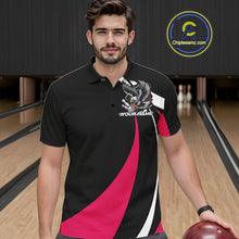 Load image into Gallery viewer, Custom Black And Pink Eagle Bowling Jerseys, Eagle Bowling League Shirt Team Uniform IPHW10812