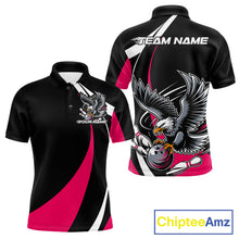 Load image into Gallery viewer, Custom Black And Pink Eagle Bowling Jerseys, Eagle Bowling League Shirt Team Uniform IPHW10812