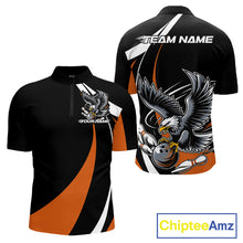 Load image into Gallery viewer, Custom Black And Orange Eagle Bowling Jerseys, Eagle Bowling League Shirt Team Uniform IPHW10814