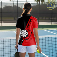 Load image into Gallery viewer, Black And Red Custom Pickleball Team Shirts For Women, Pickleball Jersey Outfit IPHW10821