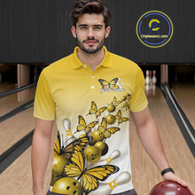Load image into Gallery viewer, Custom Yellow Gradient Butterfly Bowling Men Polo Shirts For Team, Bowling League Shirt IPHW10826