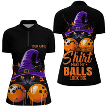 Load image into Gallery viewer, Halloween Black Cat Custom Funny Ladies Bowling Shirts "This Shirt Make My Balls Look Big" IPHW7605