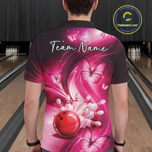 Load image into Gallery viewer, Custom Pink Butterfly Bowling Men Polo Shirts, Team Tournament Bowlers Outfit IPHW11112
