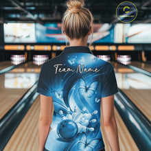 Load image into Gallery viewer, Custom Blue Butterfly Bowling Women Quarter-Zip Shirts, Team Tournament Bowlers Outfit IPHW11113