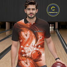 Load image into Gallery viewer, Custom Orange Butterfly Bowling Men Polo Shirts, Team Tournament Bowlers Outfit IPHW11115