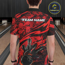 Load image into Gallery viewer, Custom Red Camo Flame Bowling Men Polo Shirts, Camouflage Bowling Team Jerseys IPHW10344