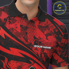 Load image into Gallery viewer, Custom Red Camo Flame Bowling Men Polo Shirts, Camouflage Bowling Team Jerseys IPHW10344