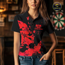 Load image into Gallery viewer, Custom Name Black And Red Splatter Darts Shirts For Women, Dart Team League Shirts IPHW10623