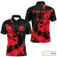 Load image into Gallery viewer, Custom Name Black And Red Splatter Darts Shirts For Men, Dart Team League Shirts IPHW10623