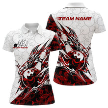 Load image into Gallery viewer, Custom Red Camouflage Bowling Polo Shirt For Women, Camo Bowling Team Uniform Bowler Outfit IPHW8771