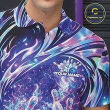 Load image into Gallery viewer, Custom Hologram Fire Flame Bowling Jerseys, Men Polo Bowling Tournament Outfits IPHW11125