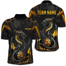 Load image into Gallery viewer, Custom Black And Gold Dragon Bowling Shirts For Men, Dragon Bowling Team Shirts Uniform IPHW7312