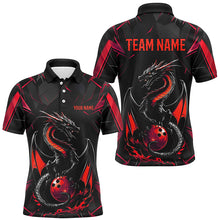 Load image into Gallery viewer, Custom Black And Red Dragon Bowling Shirts For Men, Dragon Bowling Team Shirts Uniform IPHW7313