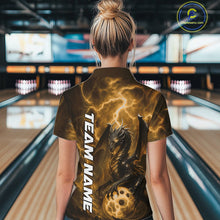 Load image into Gallery viewer, Custom Yellow Thunder Lightning Bowling Team Women Shirt, Dragon Bowling Jerseys IPHW10198