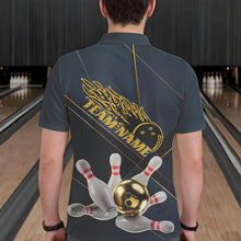 Load image into Gallery viewer, Custom Golden Bowling Shirts For Men, Flame Bowling Team Shirts Bowling Uniform IPHW7335