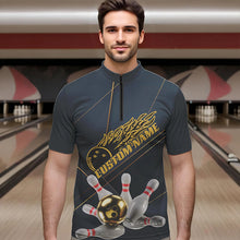 Load image into Gallery viewer, Custom Golden Bowling Shirts For Men, Flame Bowling Team Shirts Bowling Uniform IPHW7335