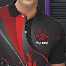 Load image into Gallery viewer, Red And Black Flame Bowling Team Shirts, Strike Bowling Short Sleeve Polo Shirts For Men IPHW6755