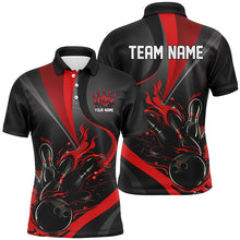 Load image into Gallery viewer, Red And Black Flame Bowling Team Shirts, Strike Bowling Short Sleeve Polo Shirts For Men IPHW6755