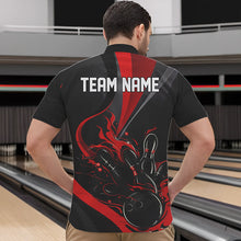 Load image into Gallery viewer, Red And Black Flame Bowling Team Shirts, Strike Bowling Short Sleeve Quarter Zip Shirts For Men IPHW6755