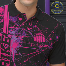 Load image into Gallery viewer, Custom Purple And Pink Splatter Camo Strike Bowling League Shirts, Men Bowling Jerseys IPHW10649