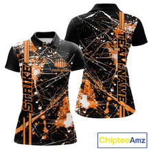 Load image into Gallery viewer, Custom Black And Orange Splatter Camo Strike Bowling League Shirts, Women Bowling Jerseys IPHW10650