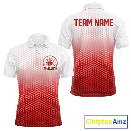 Custom Name Red Bowling Jerseys For Men, Bowling League Polo Shirt Bowler Outift IPHW10656