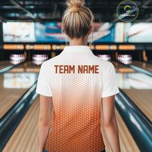 Load image into Gallery viewer, Custom Name Orange Bowling Jerseys Women, Bowling League Quarter-Zip Shirt Bowler Outift IPHW10659