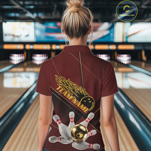 Load image into Gallery viewer, Custom Red And Gold Bowling Shirts For Women, Flame Bowling Team Shirts Bowling Uniform IPHW10660