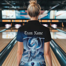Load image into Gallery viewer, Custom Blue Ice Dragon Bowling Quarter-Zip Shirts For Women, Dragon Bowling League Shirt IPHW8301