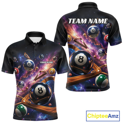 Custom Galaxy Billiards Team Men Polo Shirt, Pool League Shirt IPHW11799