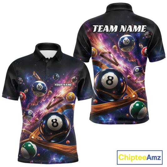 Custom Galaxy Billiards Team Men Polo Shirt, Pool League Shirt IPHW11799
