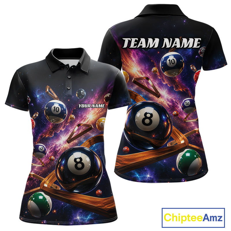 Custom Galaxy Billiards Team Women Polo Shirt, Pool League Shirt IPHW11799