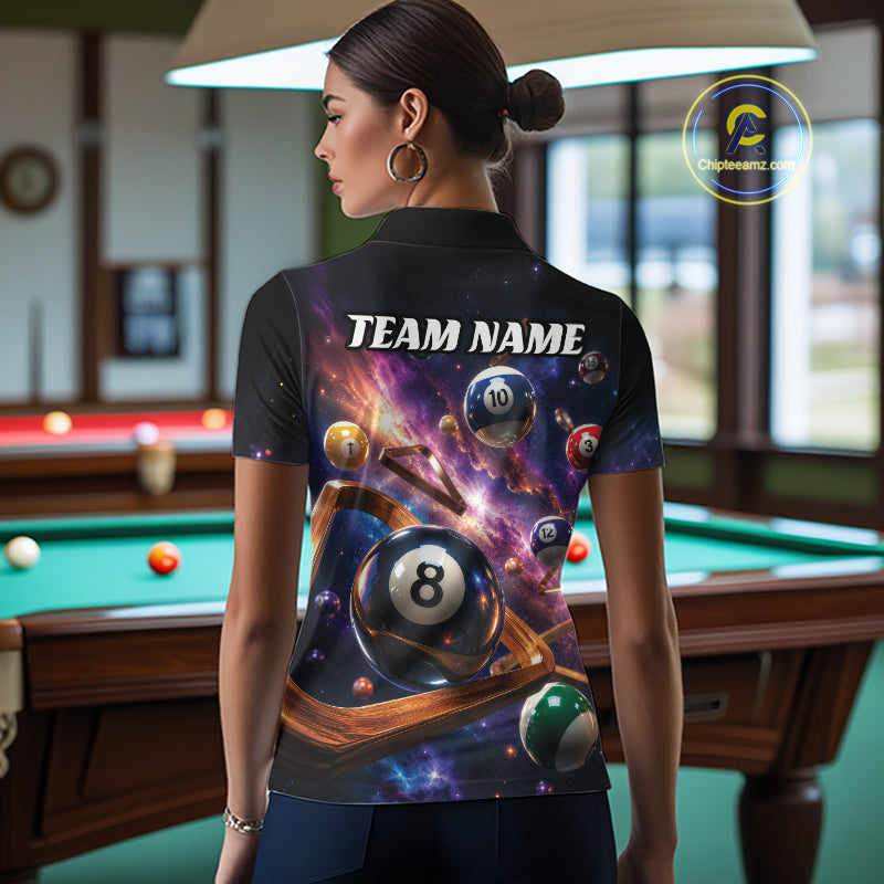 Custom Galaxy Billiards Team Women Polo Shirt, Pool League Shirt IPHW11799