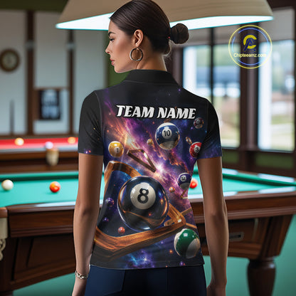 Custom Galaxy Billiards Team Women Polo Shirt, Pool League Shirt IPHW11799