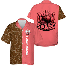 Load image into Gallery viewer, Personalized Multi-Color Retro Bowling Hawaiian Shirts "Living On A Spare" For Bowlers IPHW5918