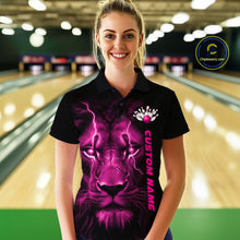 Load image into Gallery viewer, Custom Pink Thunder Lightning Lion Bowling Shirt For Women, Lion Bowling Team Jerseys IPHW10670