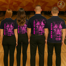 Load image into Gallery viewer, Custom Pink Thunder Lightning Lion Bowling Shirt For Men, Lion Bowling Team Jerseys IPHW10670