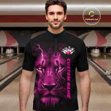 Load image into Gallery viewer, Custom Pink Thunder Lightning Lion Bowling Shirt For Men, Lion Bowling Team Jerseys IPHW10670